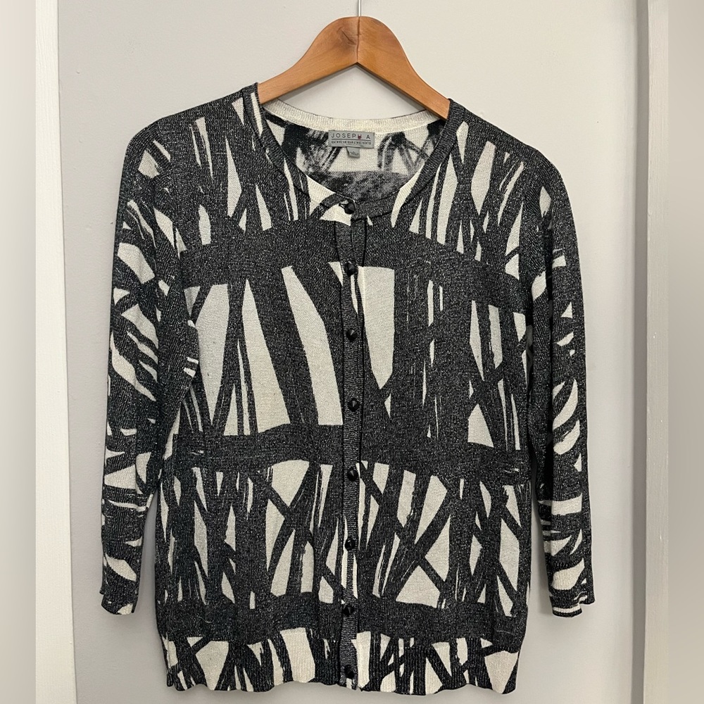 **Joseph A Black and Gray Cardigan. Size Large.